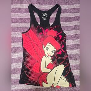 Disney Women's Tinker Bell Black and Red Tank Top